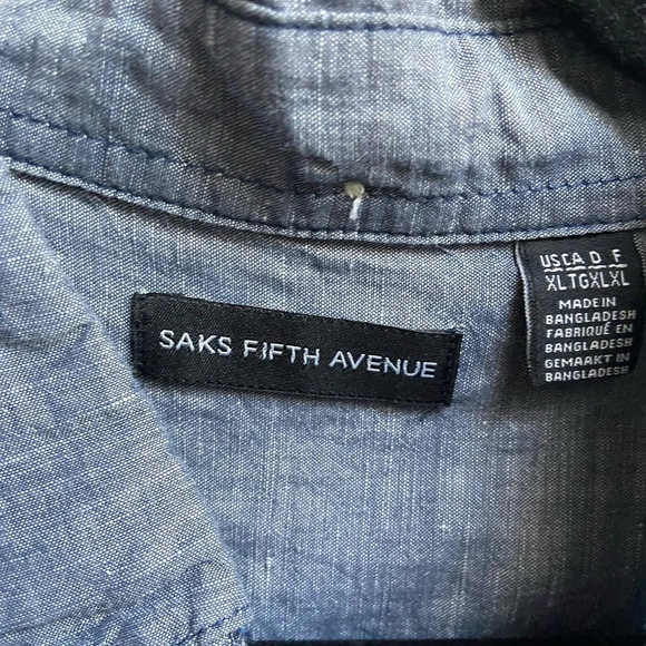 Saks Fifth Avenue linen cotton collar shirt sleeve shirt  Sz XL - Picture 4 of 11